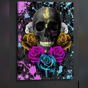 Colorful Rose and skull 11"×17" Wall Art